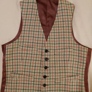 Gray Wool Tattersall Vest